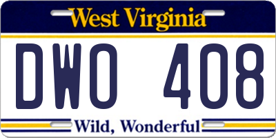 WV license plate DWO408