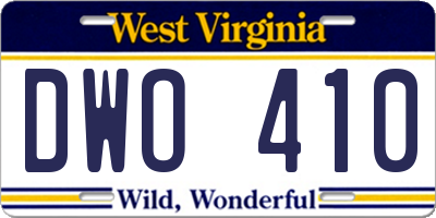 WV license plate DWO410