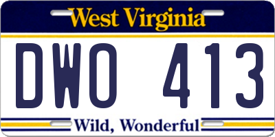 WV license plate DWO413