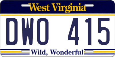 WV license plate DWO415