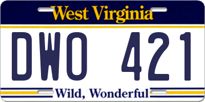 WV license plate DWO421