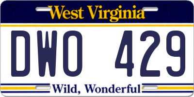 WV license plate DWO429