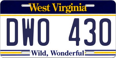 WV license plate DWO430