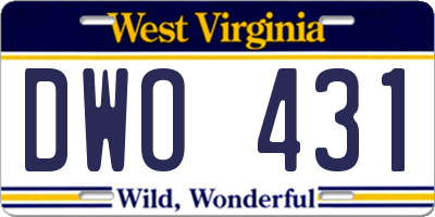 WV license plate DWO431