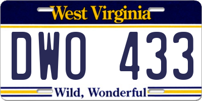 WV license plate DWO433