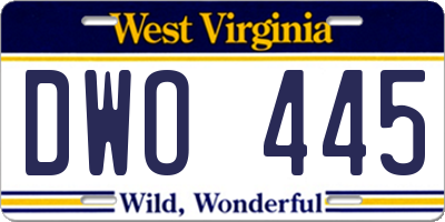 WV license plate DWO445