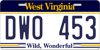WV license plate DWO453