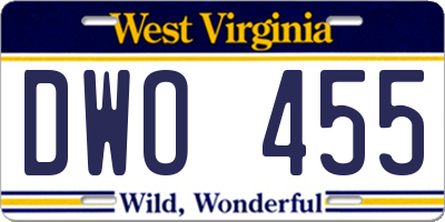 WV license plate DWO455