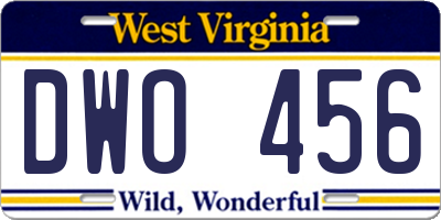 WV license plate DWO456