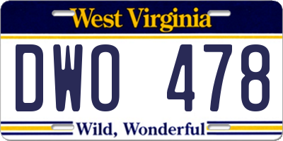 WV license plate DWO478