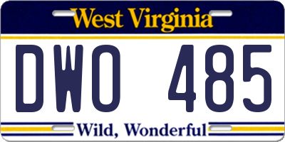 WV license plate DWO485