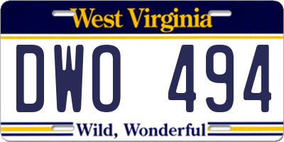 WV license plate DWO494