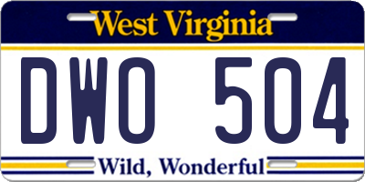 WV license plate DWO504
