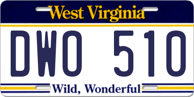 WV license plate DWO510