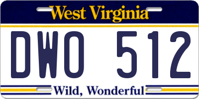 WV license plate DWO512