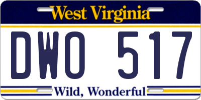 WV license plate DWO517