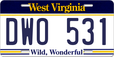 WV license plate DWO531