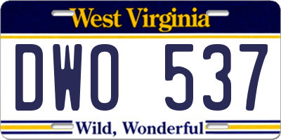 WV license plate DWO537