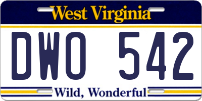 WV license plate DWO542