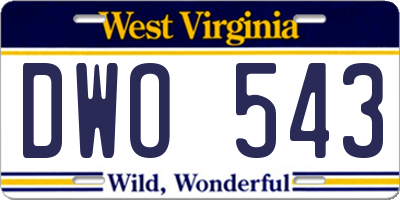 WV license plate DWO543