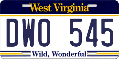 WV license plate DWO545