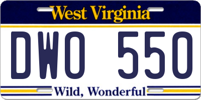 WV license plate DWO550
