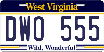WV license plate DWO555