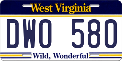 WV license plate DWO580