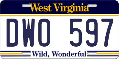 WV license plate DWO597