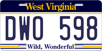 WV license plate DWO598