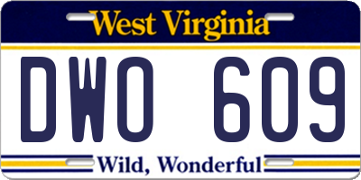 WV license plate DWO609
