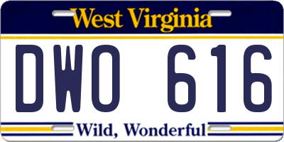 WV license plate DWO616