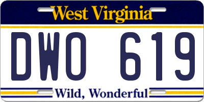 WV license plate DWO619