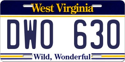 WV license plate DWO630