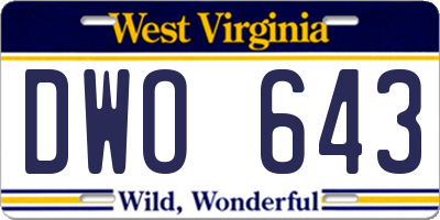 WV license plate DWO643