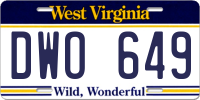 WV license plate DWO649