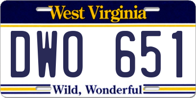 WV license plate DWO651