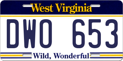 WV license plate DWO653
