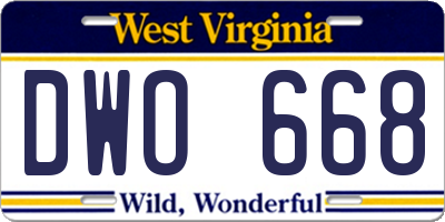 WV license plate DWO668