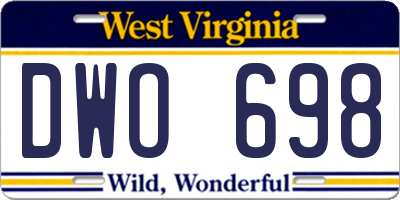WV license plate DWO698