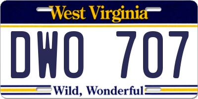 WV license plate DWO707