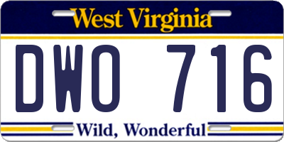 WV license plate DWO716