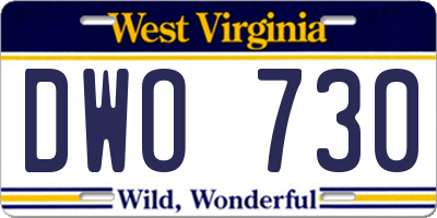 WV license plate DWO730
