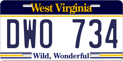 WV license plate DWO734