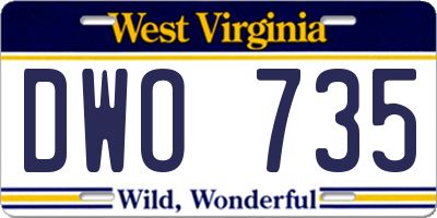 WV license plate DWO735