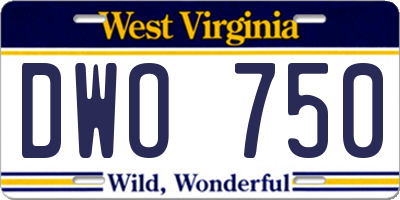 WV license plate DWO750