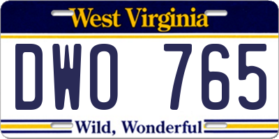 WV license plate DWO765