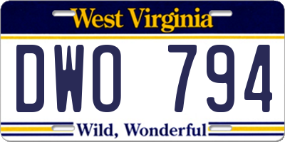 WV license plate DWO794