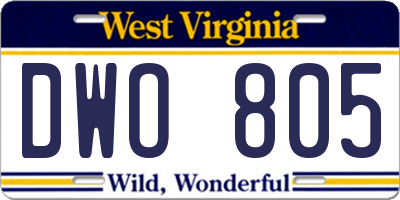 WV license plate DWO805