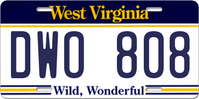 WV license plate DWO808